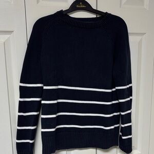 Brooks Brothers Dark Blue and White Striped Crewneck Sweater